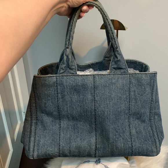 Authentic Prada Canapa denim tote bag with dustbag. - Picture 5 of 17